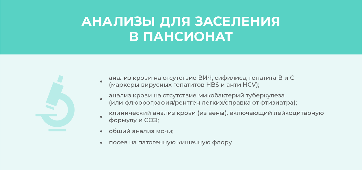 анализы для пансионата